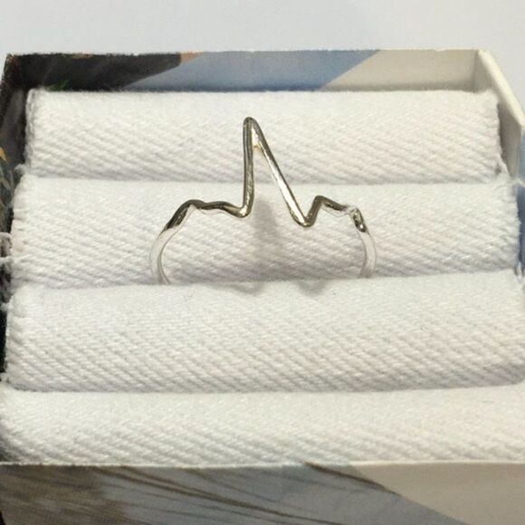 Sterling Silver Heartbeat Ring Size 7.25 Thin Band 925 - Picture 7 of 10